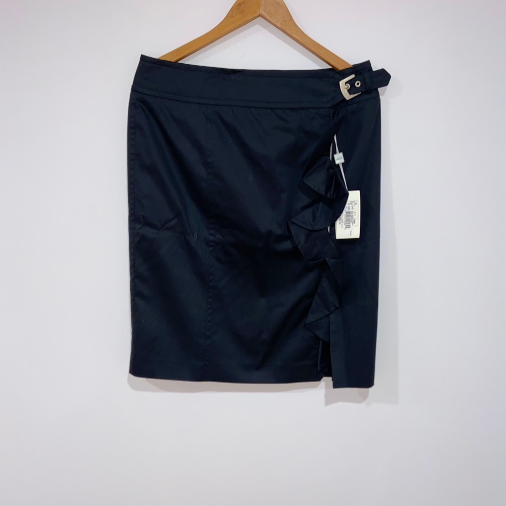 Giorgio Armani Black Ruffle Pencil Skirt with Belt